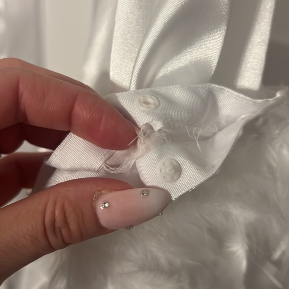 Night UK White Satin Feather Trim Bridal Robe - Picture 15 of 17